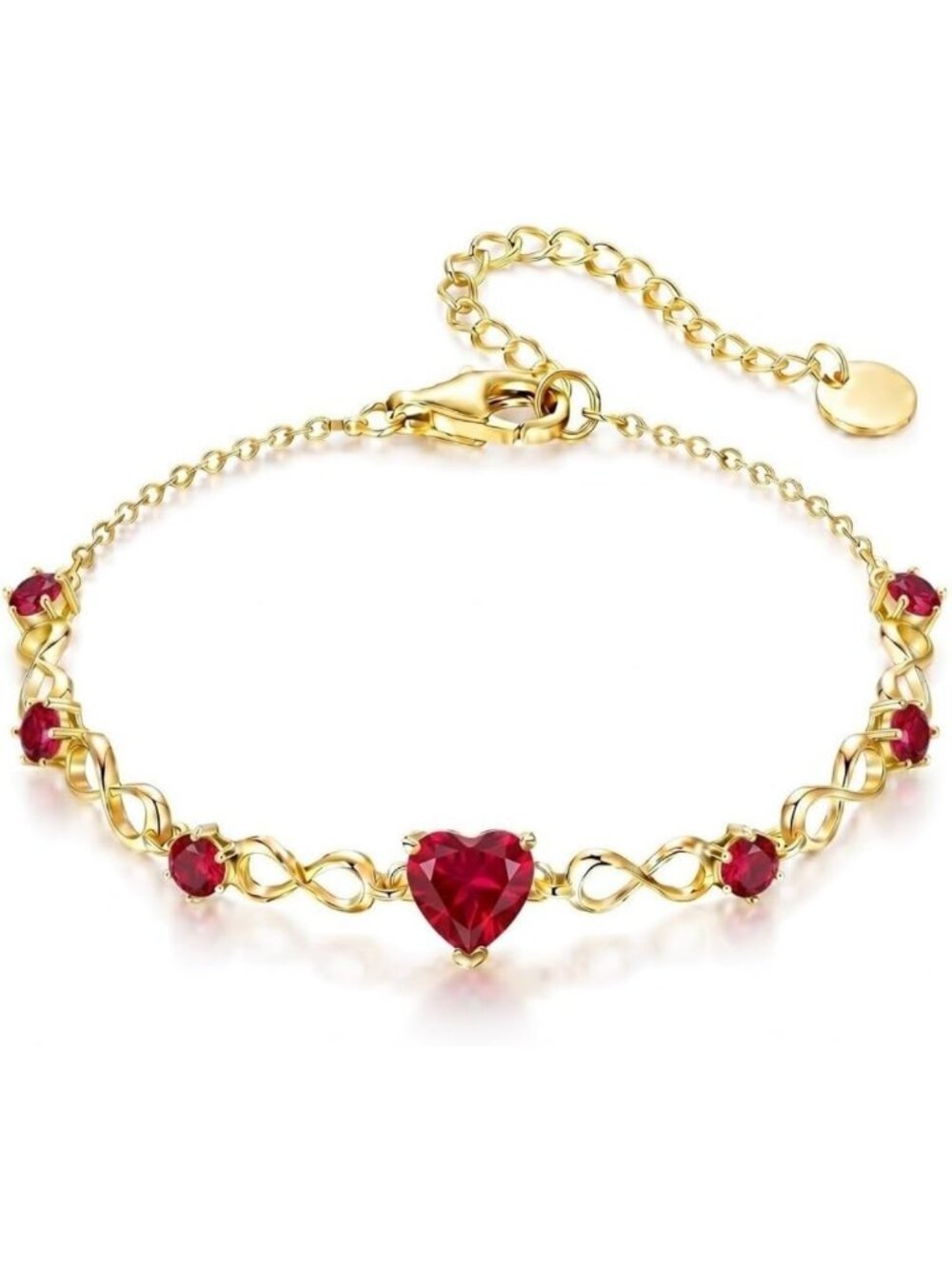 Gold Infinity Heart Birthstone Bracelet - Elegant Jewelry for Women, Perfect